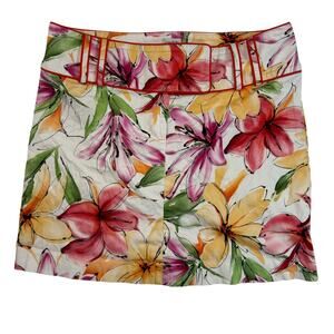 Vintage Caché Floral Tropical Mini Skirt Women’s L 31” Y2K Retro Stretch USA